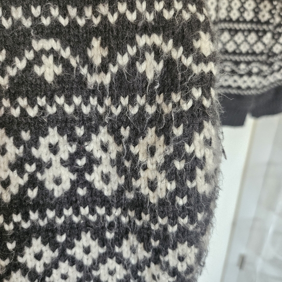 GUC Marine Layer Jill Fair Isle Wool Alpaca Crew Sweater Charcoal Cream XL - Picture 4 of 11